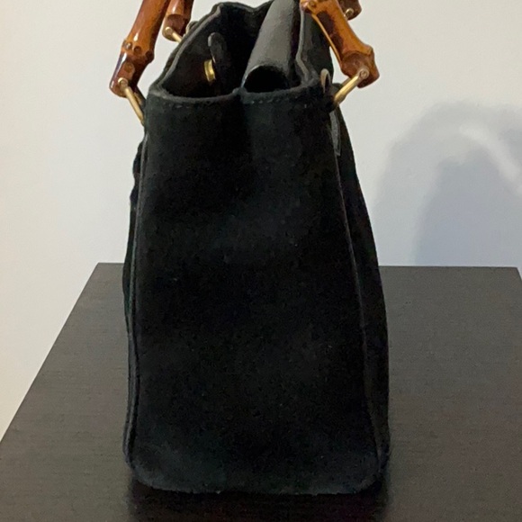 Gucci Diana Black Suede Leather Handbag Tote with Bamboo handles - Picture 8 of 17